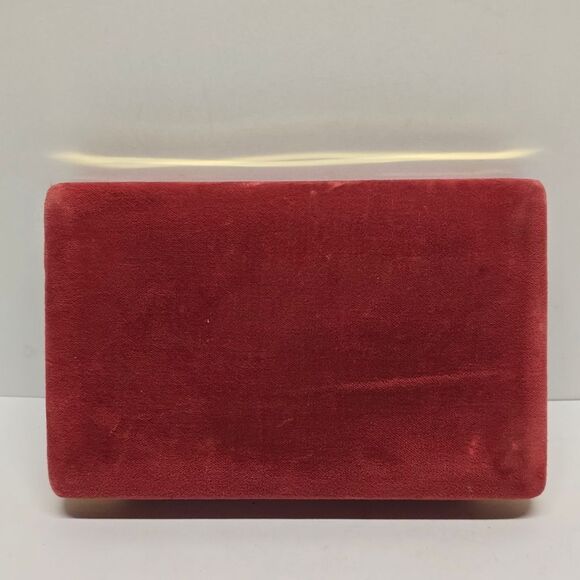 VINTAGE MELE JEWELRY TRAVEL BOX Organizer Cranberry Velour With Gold Accent - Picture 6 of 8